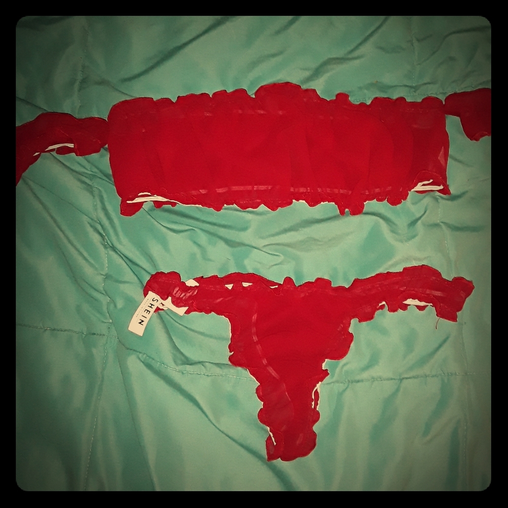 Red Mesh Babydoll Lingerie Never Worn